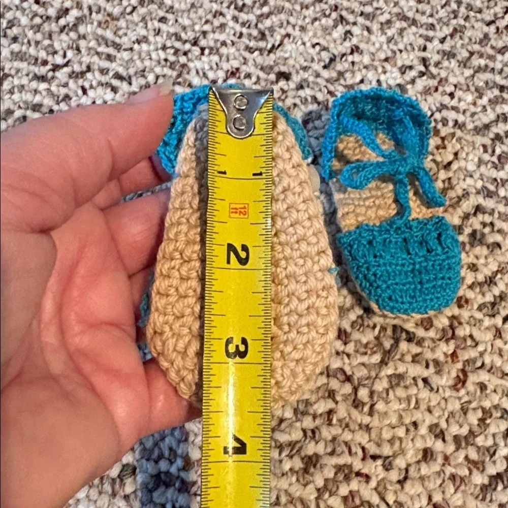Handmade Teal Blue Crochet Baby Espadrilles